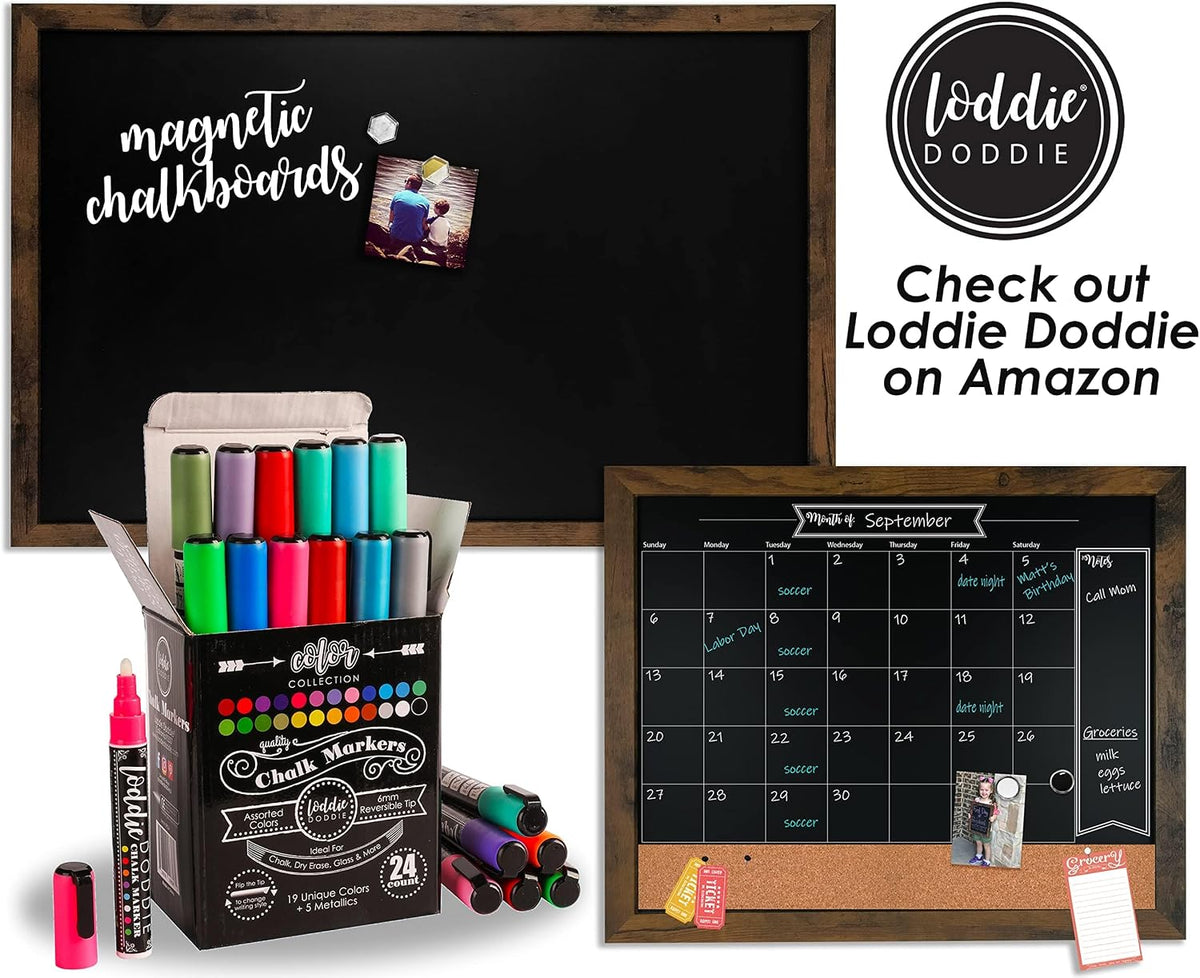 Loddie Doddie Rustic Wood Magnetic Board for Wall, Stain Resistant, 24"x36"
