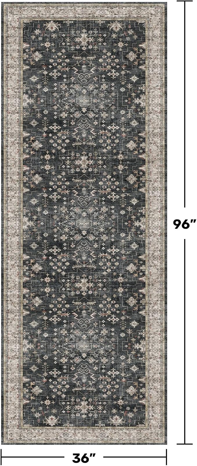 Black Washable 8ft Long Runners