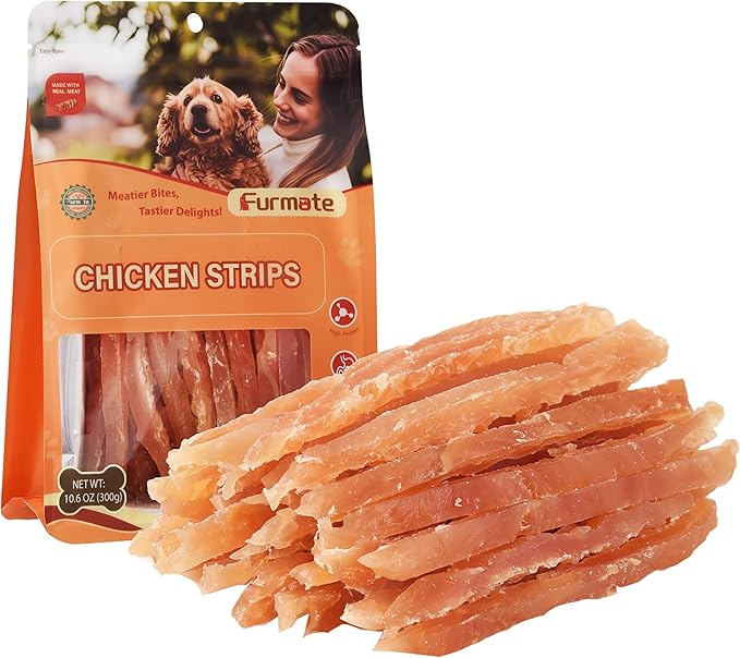Chicken Jerky Strips Dog Treats, Chicken Breast Only Training Treats for Dogs,High Protein Low in Fat,Gluten-Free & Rawhide-Free,Healthy Skin & Shiny Coat,for All Life Stage Dogs,10.58 oz