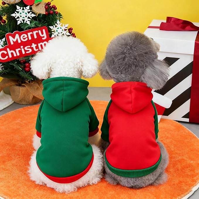 Custom Dog Hoodie, Personalized Sweatshirt with Photo Text Name Logo, Customized Hooded Sweater for Small Medium Large Dogs & Cats (Red + Green Border, XX-Large)