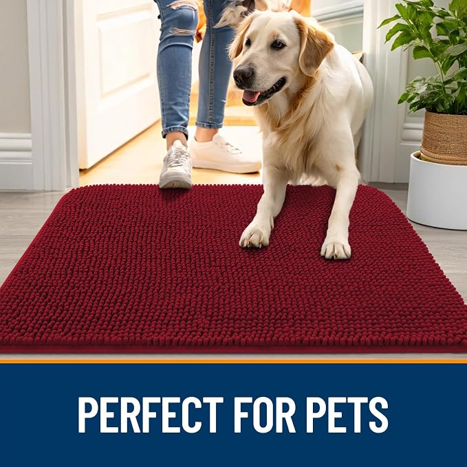 OLANLY Dog Door Mat for Muddy Paws 34x21, Absorbs Moisture and Dirt, Absorbent