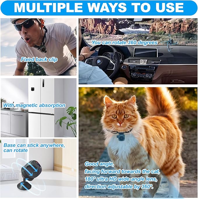 Pet Collar Camera & Cat Collar Camera with 64gb Sd Card,Spy Camera Hidden Camera ,Dog Tracker Collar,Motion Detection Records 1080p Video & Infrared Night Vision Functionality for Indoor/Outdoor.