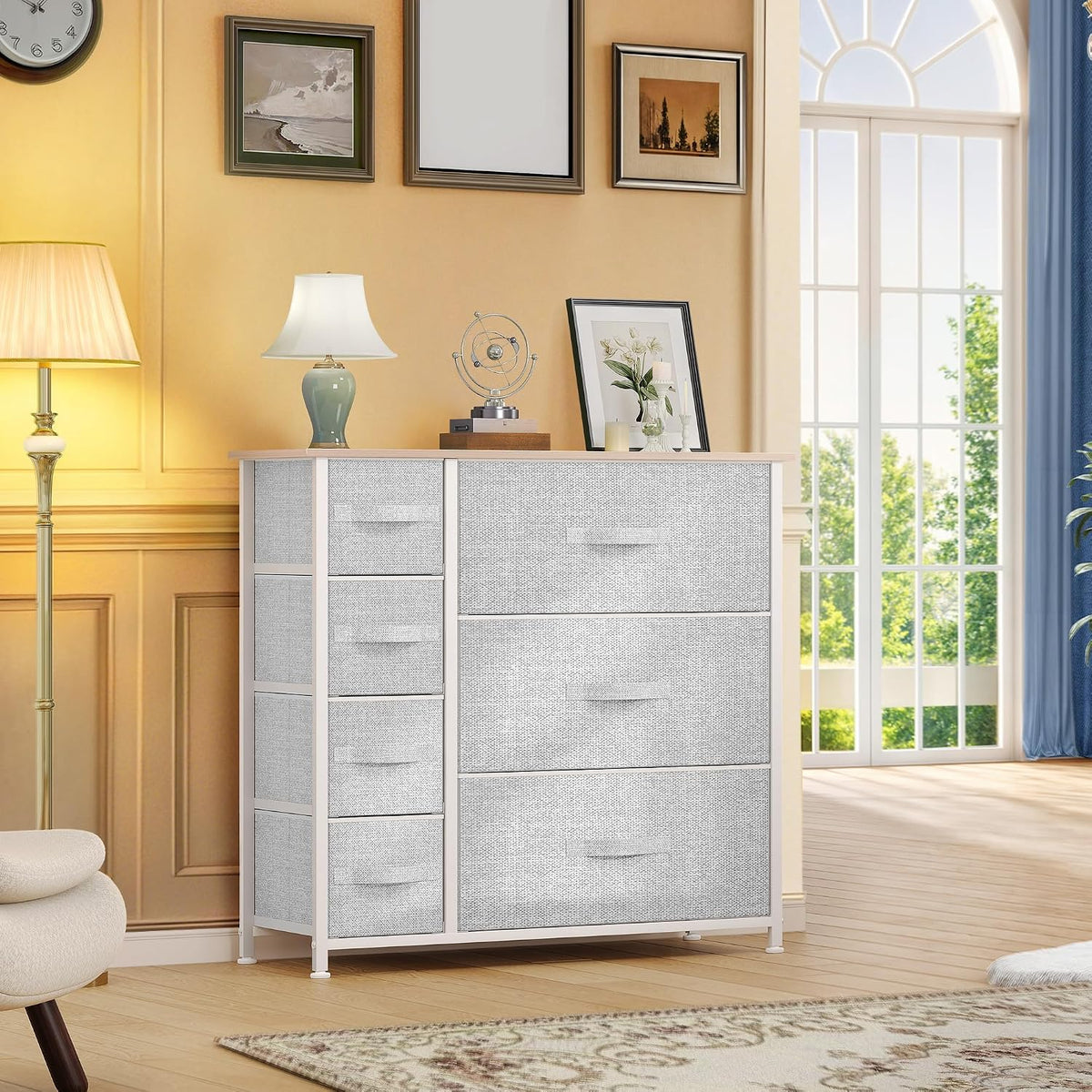 DWVO Dresser for Bedroom, 7 Drawers Fabric, Light Gray