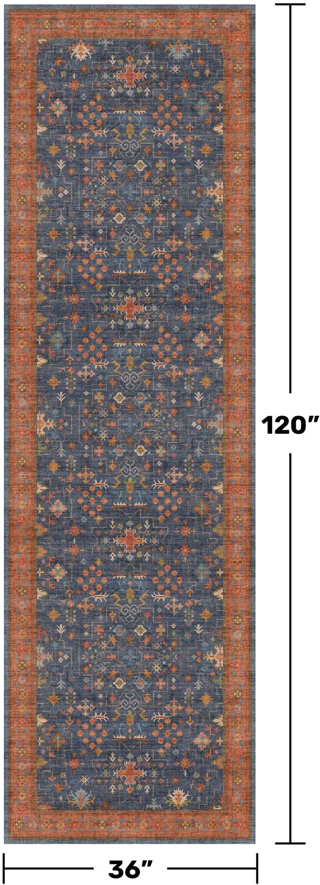 Washable 10 ft Long Runner for Hallway