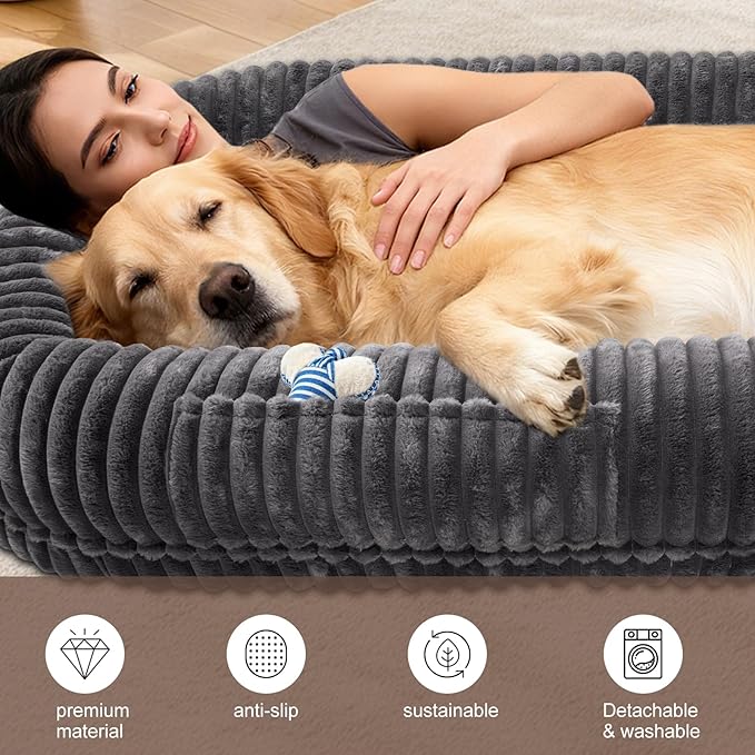 Human Dog Bed for Adult,70"x38"x10" Extra Large Human Pet Bed,Orthopedic Washable XL Dog Bed with Memory Foam (Darkgrey)
