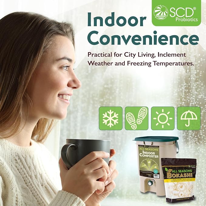 All Seasons Indoor Composter Starter Kit – 5 Gallon Tan Compost Bin