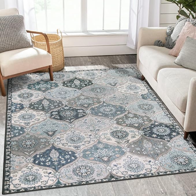 Lahome Moroccan Trellis Washable Rugs, 3x5 Area Rug