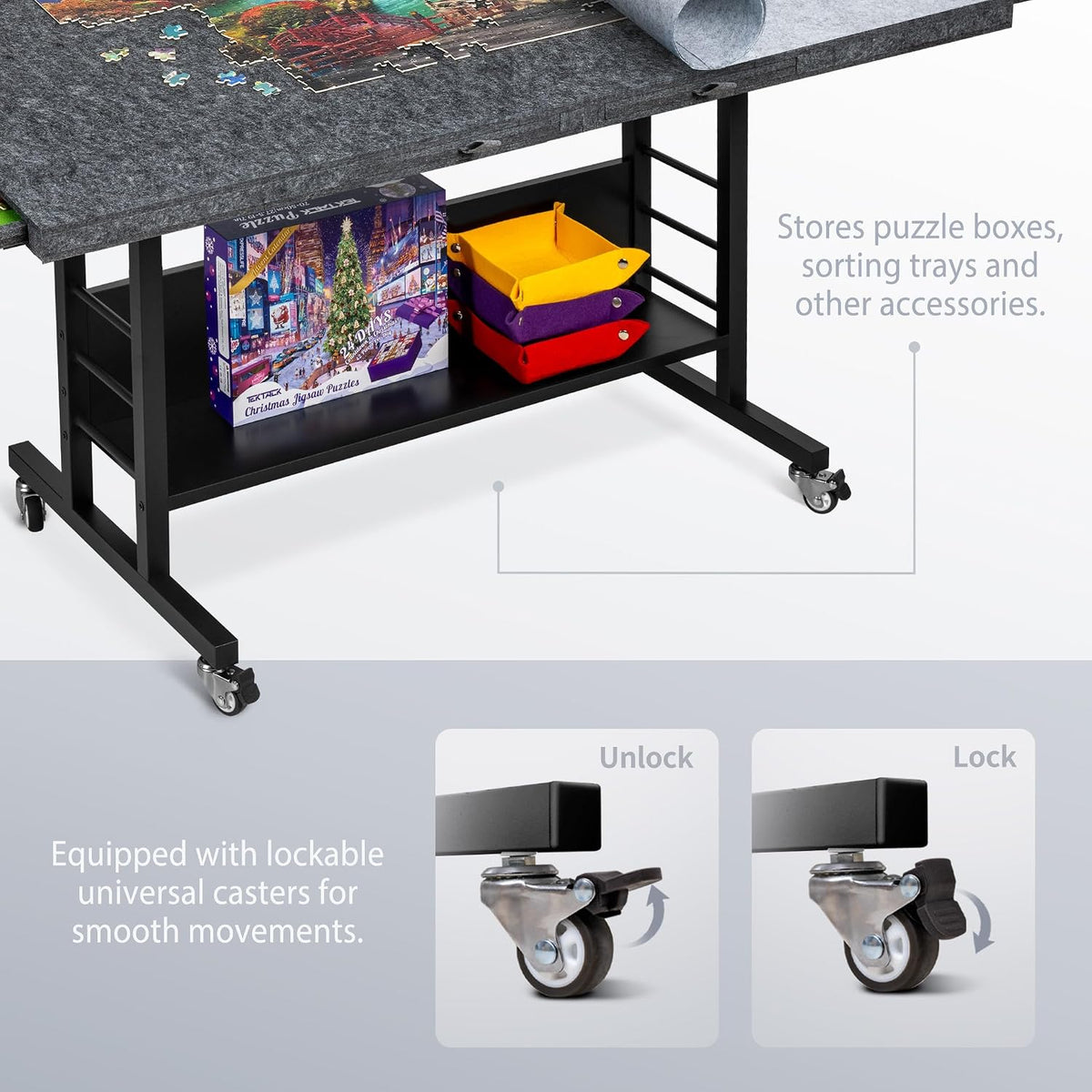 Tektalk 2000 Piece Foldable Felt Jigsaw Puzzle Board - Dark Gray