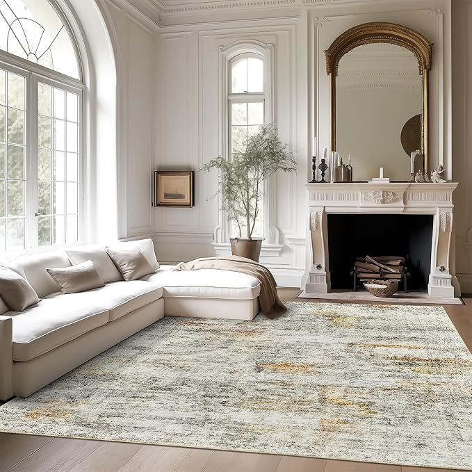 Soalmost 6x9 Area Rug for Living Room Washable 6x9 Non-Slip Modern Abstract