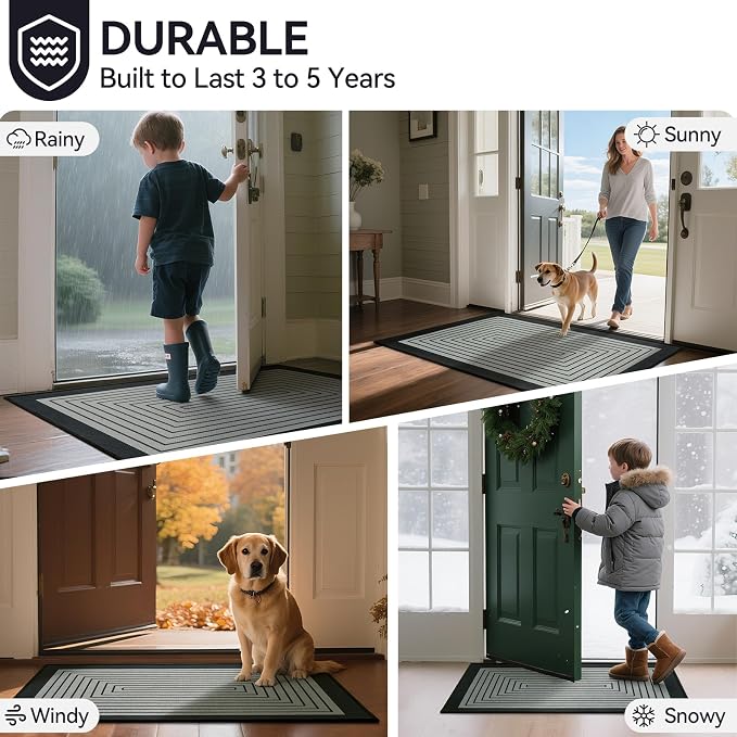 Front Door Mat 24''x35'', Absorbent Dirt Resist Washable Non Slip Low-Profile