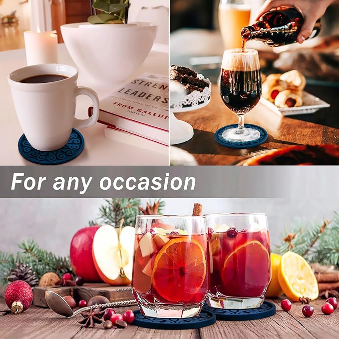 Silicone Coasters for Drinks, Resistant Reusable Drink Coasters-Great Gift for