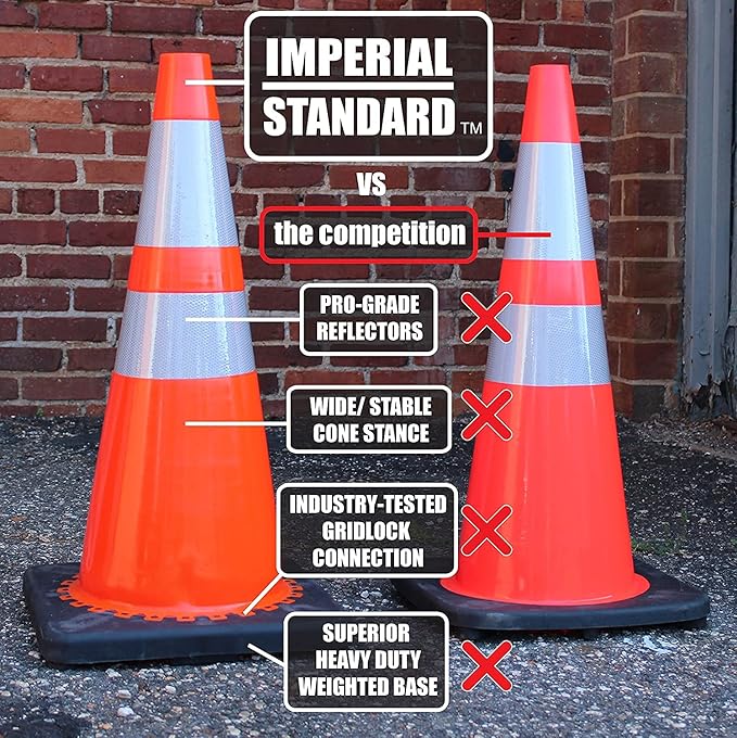 Traffic Cones - Safety Cones - 36" Green Cones with 2 Reflective Collars - Construction Cones - Road Cones - Parking Cones - Street Cone (4 pack)