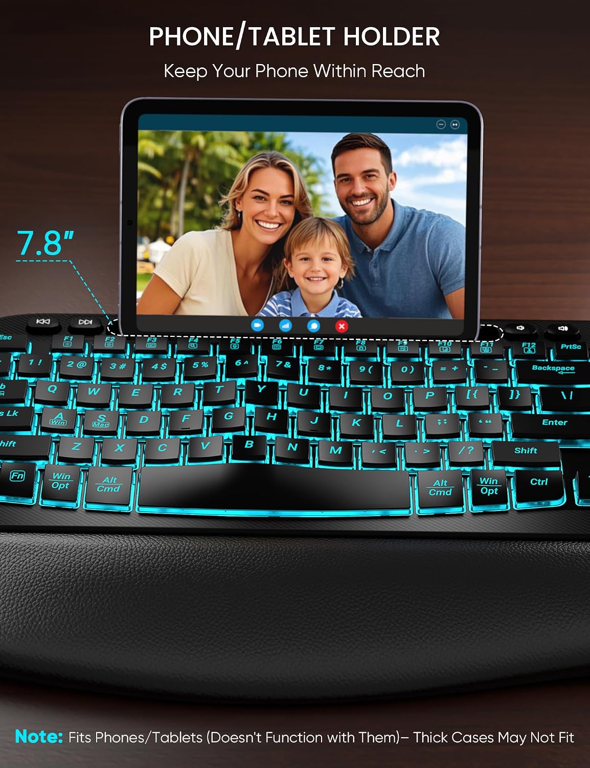 SABLUTE Wireless Keyboard and Mouse Combo, Ergonomic Wave with Wrist Rest