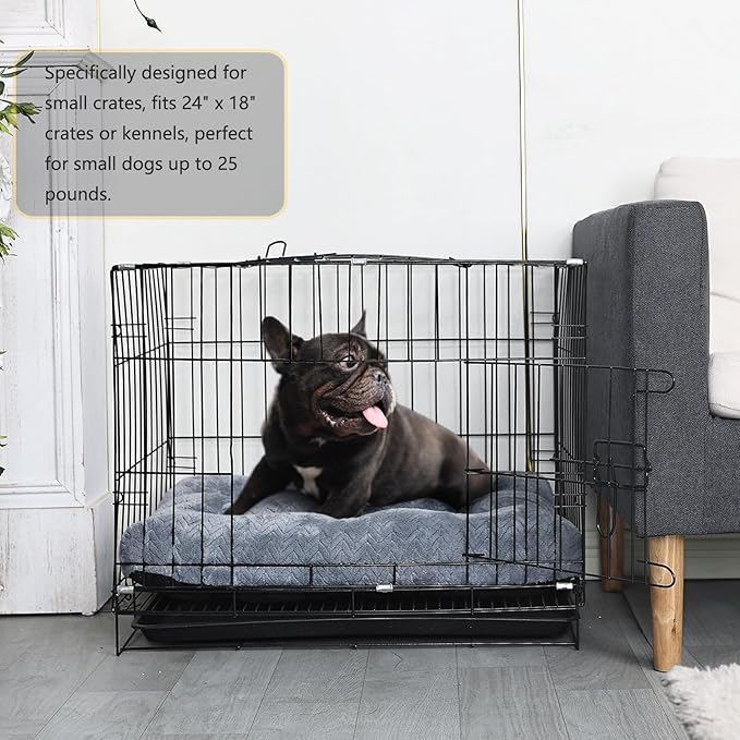Small Dog Bed for Crate Washable Dog Crate Mat for Dog Cages 24 inch Dog Crate Bed Dog Mats for Sleeping,Up to 25 lbs Soft and Fluffy Crate Pillow Dog Floor Mat Tire Printing Grey S.