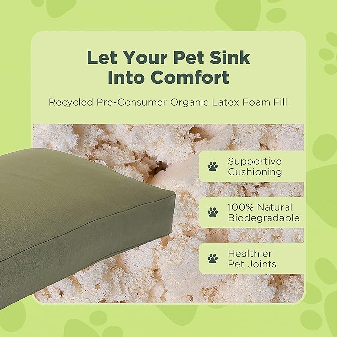 Medium - 36 x 24 x 5 - Shadow Gray Premium Org Hemp Dog Bed - Organic Latex Fill - Removeable Cover