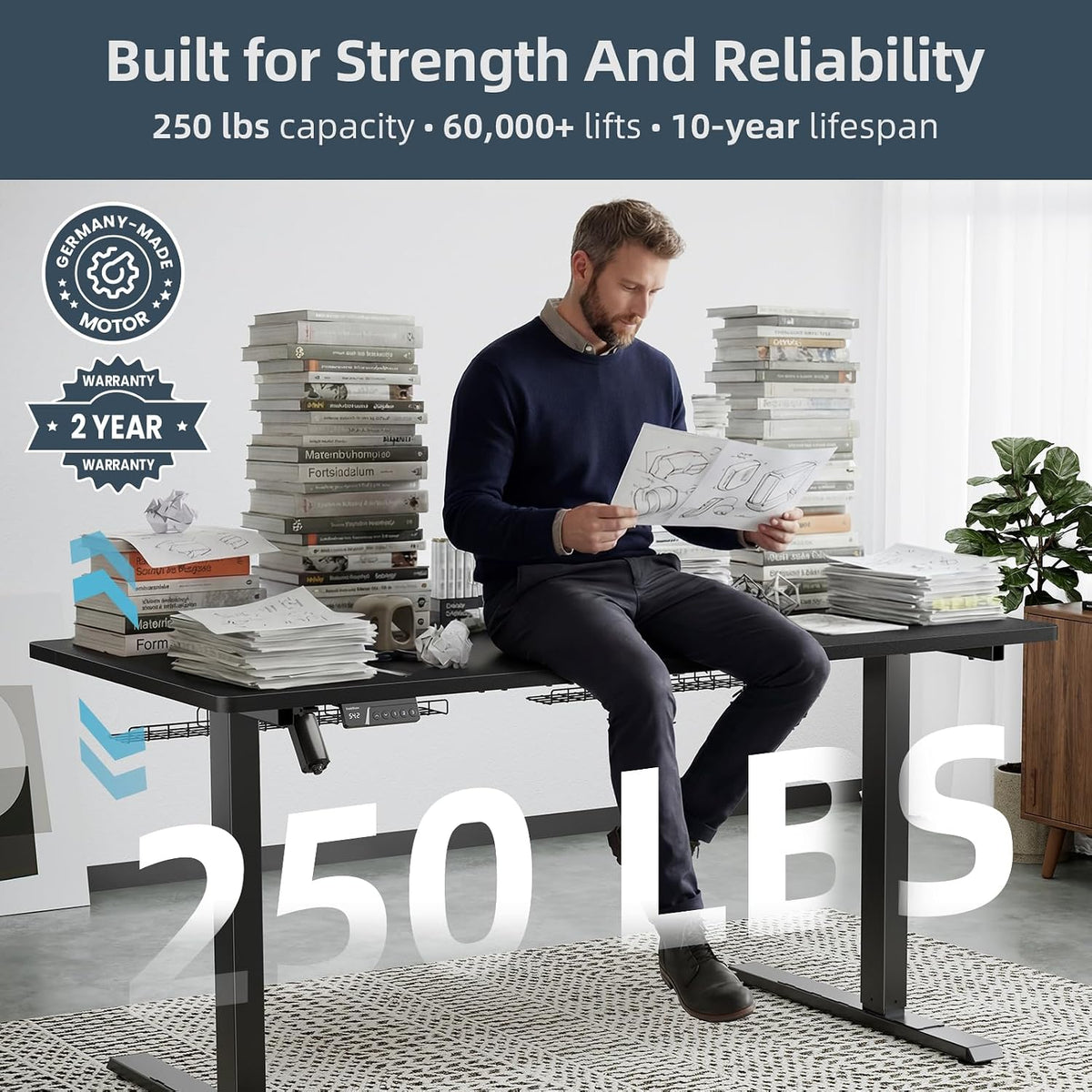 60 x 30 Inch Electric Standing Desk with Flip-Top Cable Management