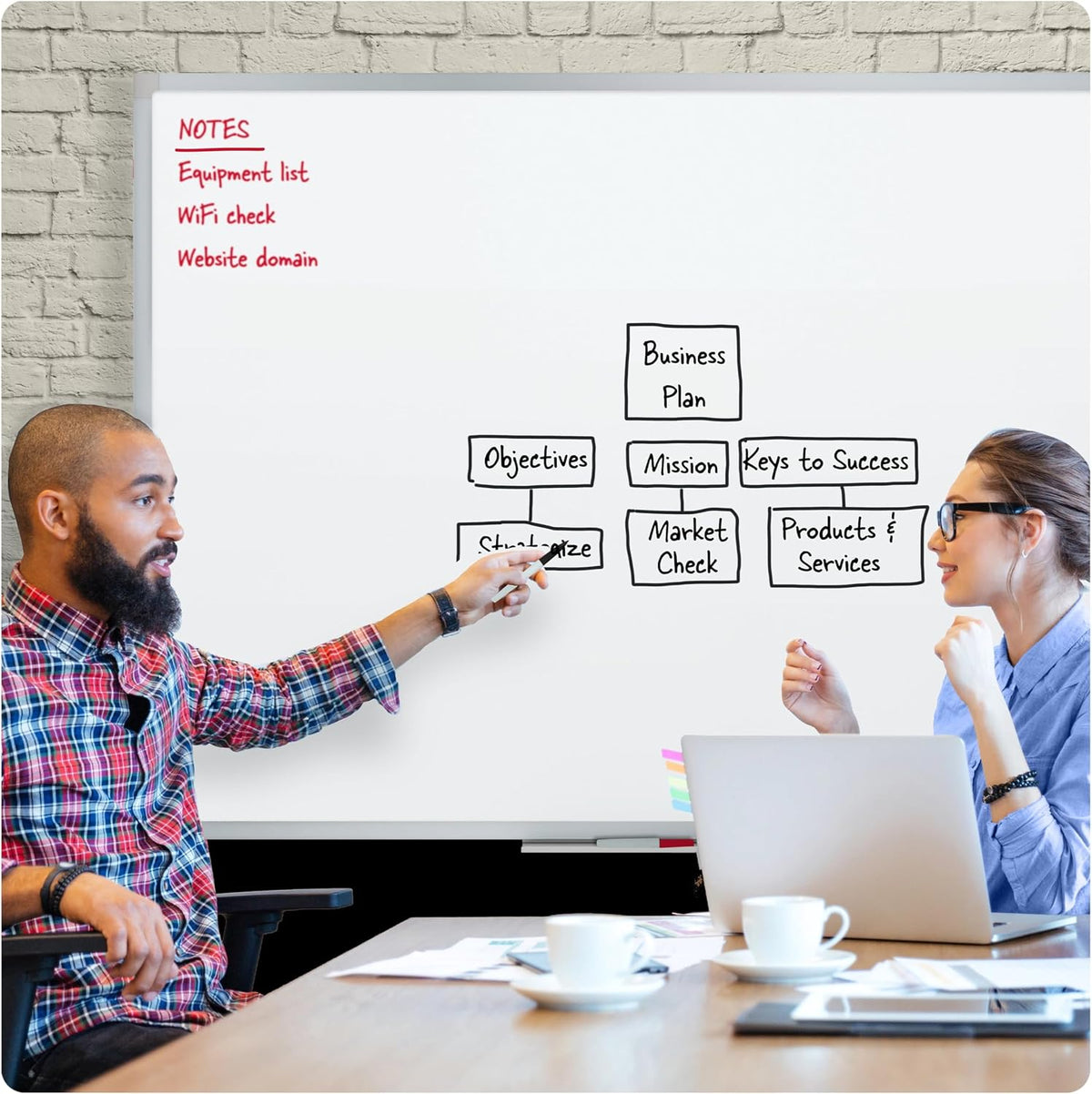 Mead Dry Erase Board 48" x 36" Non-Magnetic Whiteboard For Wall, 4' x 3', White/Silver (85357N)