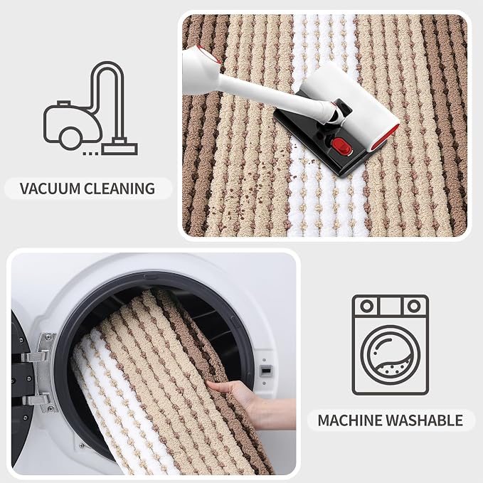 Kitinjoy Indoor Outdoor Door Mat, 47x17 Non-Slip Absorbent Dirt Trapper
