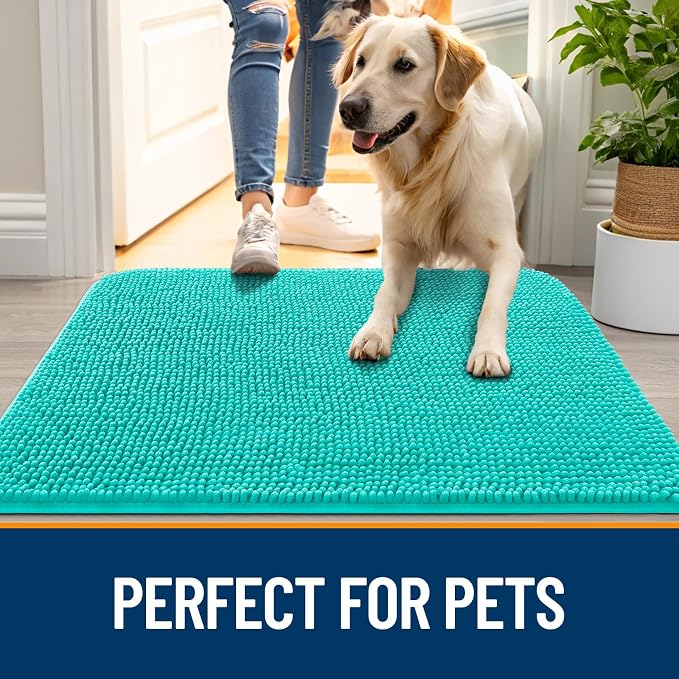 OLANLY Dog Door Mat for Muddy Paws 34x21, Absorbs Moisture and Dirt, Absorbent
