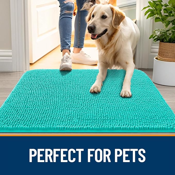 OLANLY Dog Door Mat for Muddy Paws 32x20, Absorbs Moisture and Dirt, Absorbent
