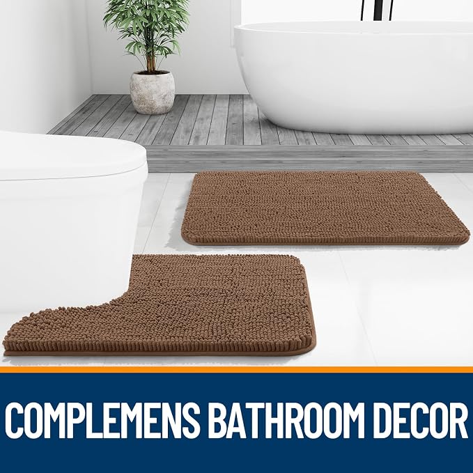 OLANLY Bathroom Rugs 30x20, Extra Soft Absorbent Chenille Bath Rugs, Rubber