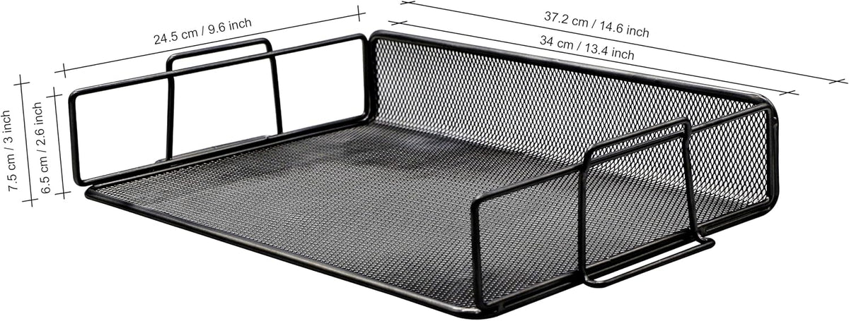 Exerz Letter Trays 4pcs Black Paper Sorters Stackable, 4 Tiers File Trays, Desk Organizer - Metal