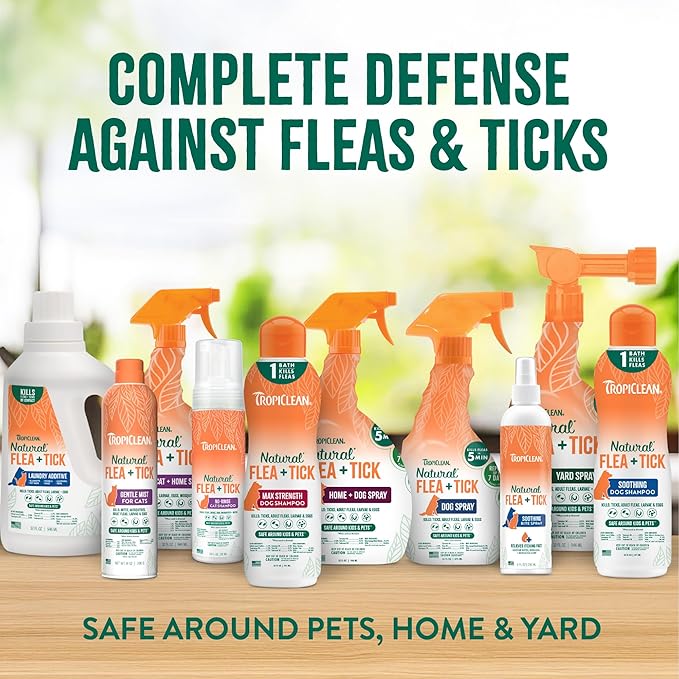 TropiClean Flea and Tick Bite Relief Treatment Spray for Dogs & Cats, Advanced Care Itch Relief Spray, Made in USA, 8oz