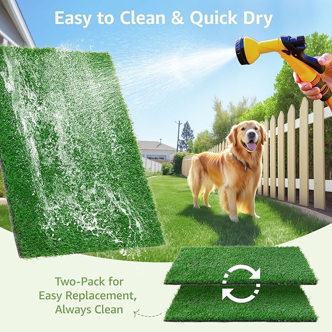 LOOBANI Dog Grass Pee Pads, Artificial Dog Grass Pads for Potty Tray, Fake Grass for Dogs to Pee On, Outdoor Indoor Pee Grass for Dog Potty(14*18 inch)