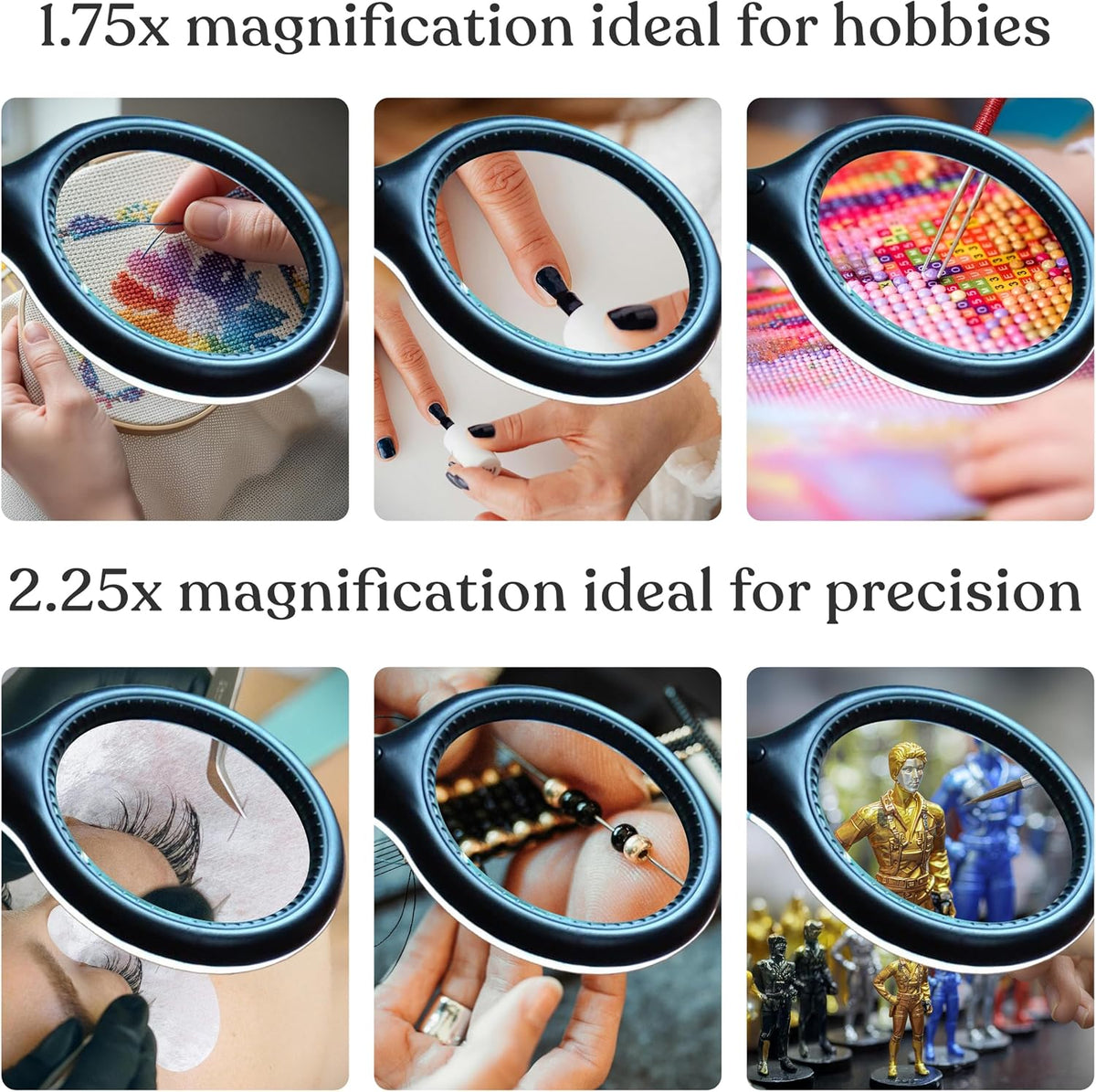 Brightech LightView Flex Magnifying Desk Lamp, 1.75X Light Magnifier, Adjustable Magnifying Glass with Light for Crafts, Reading, Close Work