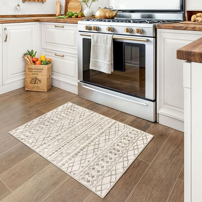 KUTA Washable Non-Slip Rugs for Entryway 2x3, Ultra Soft Vintage Geometric