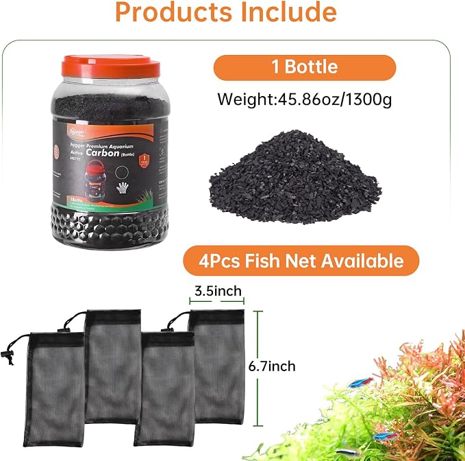 hygger Aquarium Activated Carbon, Premium Natural Coconut Shell Activated