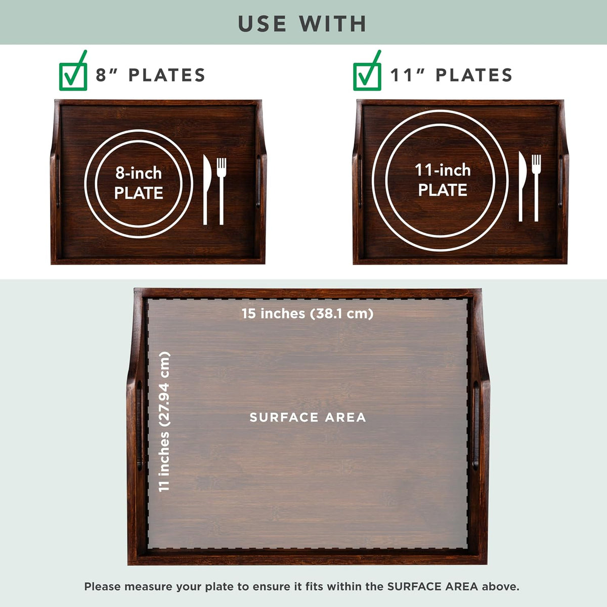 ROSSIE Home Wood Lap Tray – Java Bamboo, 2-Pack with Storage Basket