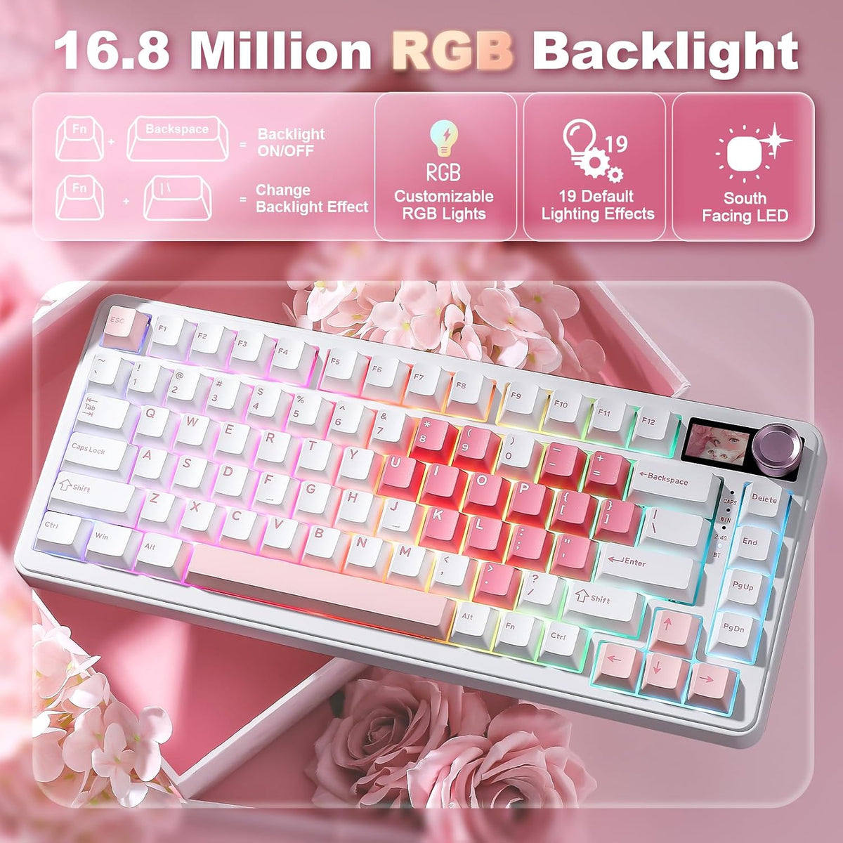 YUNZII B75 PRO MAX 75% Mechanical Keyboard (White Heart,Candy Switch)