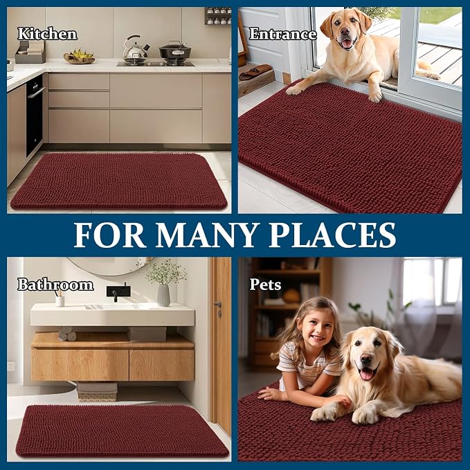 OLANLY Dog Door Mat for Muddy Paws 47x32, Absorbs Moisture and Dirt, Absorbent