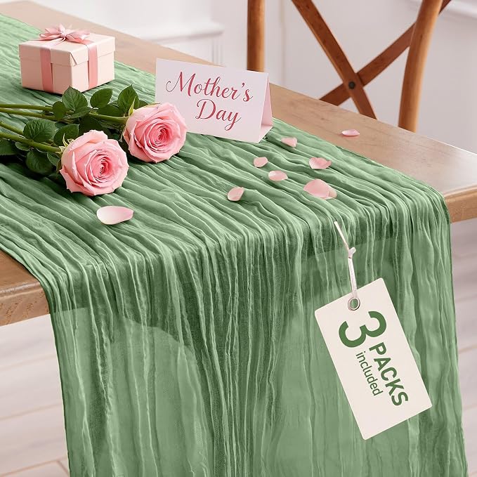 Pureegg 3-Pack Cheese Cloths Table Runner, Baby Shower, Wedding and Farmhouse