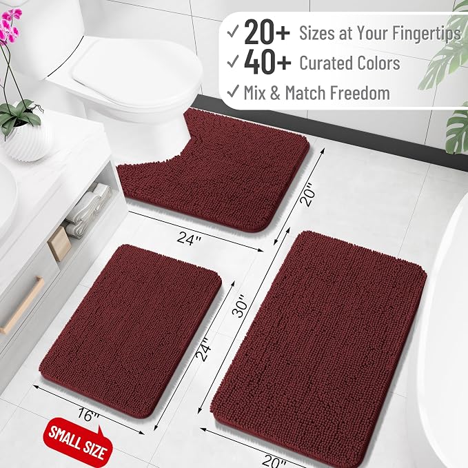 OLANLY Toilet Rugs U-Shaped 20x20, Extra Soft Absorbent Chenille Contour