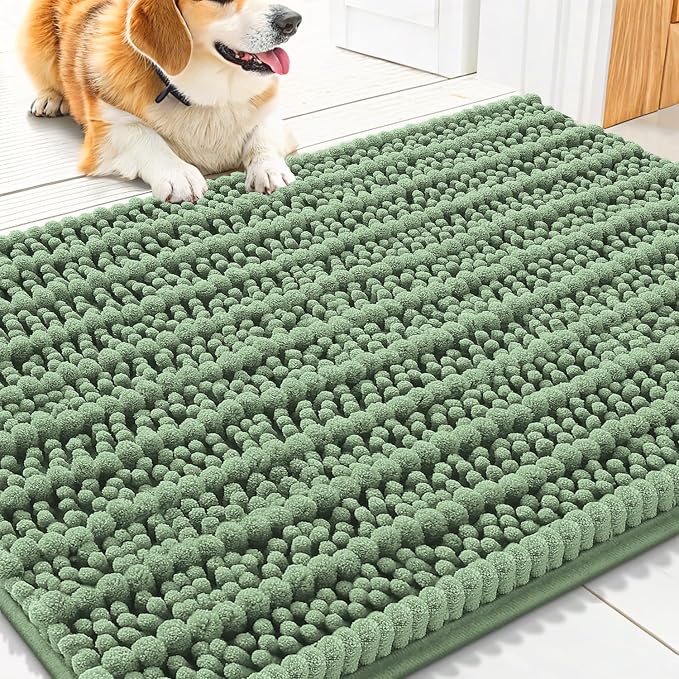 Smiry Dog Door Mat for Muddy Paws 30x20, Absorbent Dirt Trapper, Non-Slip