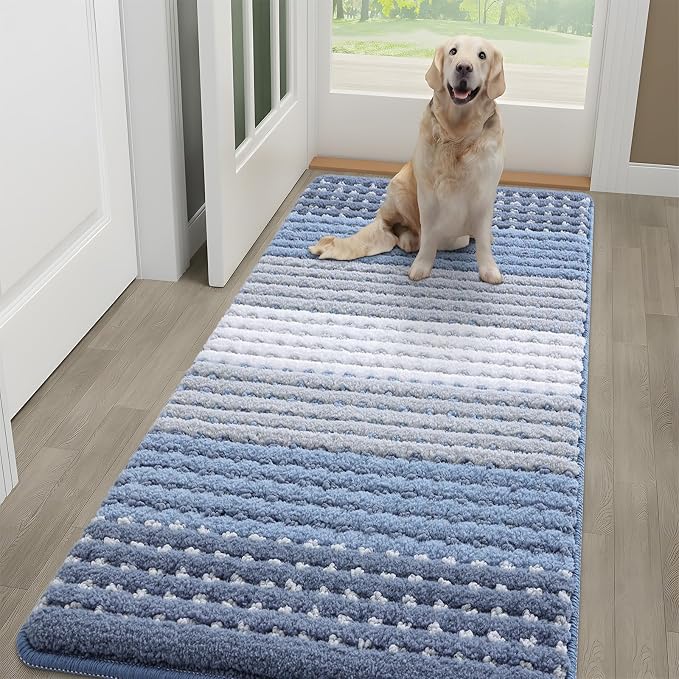 Kitinjoy Indoor Outdoor Door Mat, 59x24 Non-Slip Absorbent Dirt Trapper