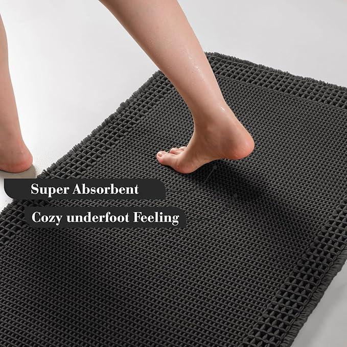 RESARE Waffle Bath Mat for Bathroom, Super Absorbent Bathroom Rugs Non Slip