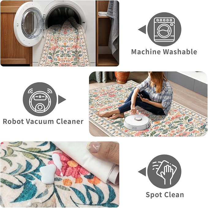 2x6 Soft Washable Runner Rugs: Velvet Feel & 5-10 Degrees Warmer Underfoot