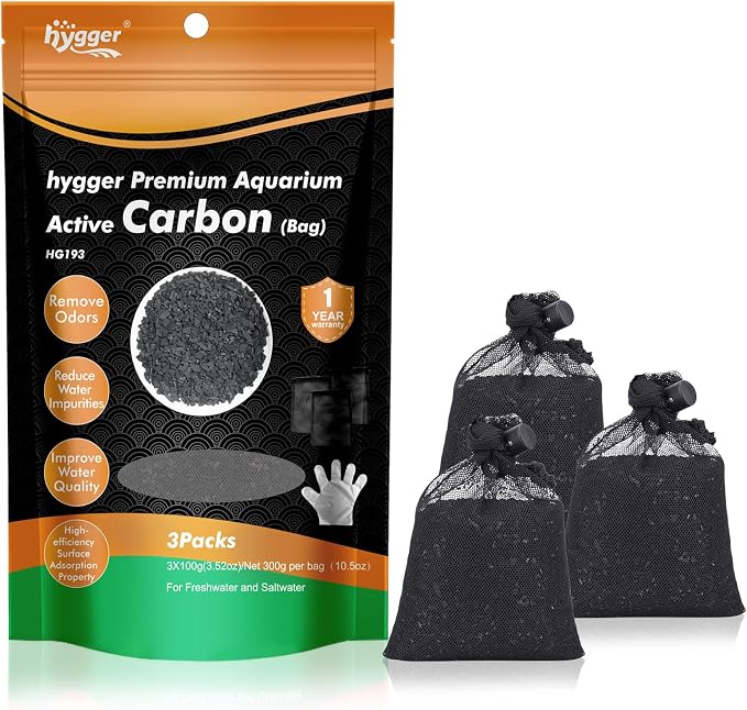 hygger Aquarium Activated Carbon, Premium Natural Coconut Shell Activated