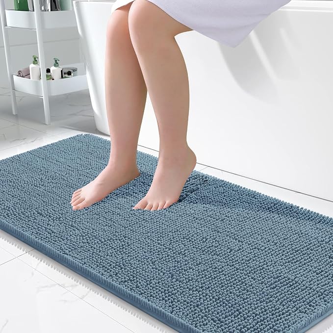 OLANLY Large Bathroom Rugs 45x27, Extra Soft Absorbent Chenille Bath Rugs