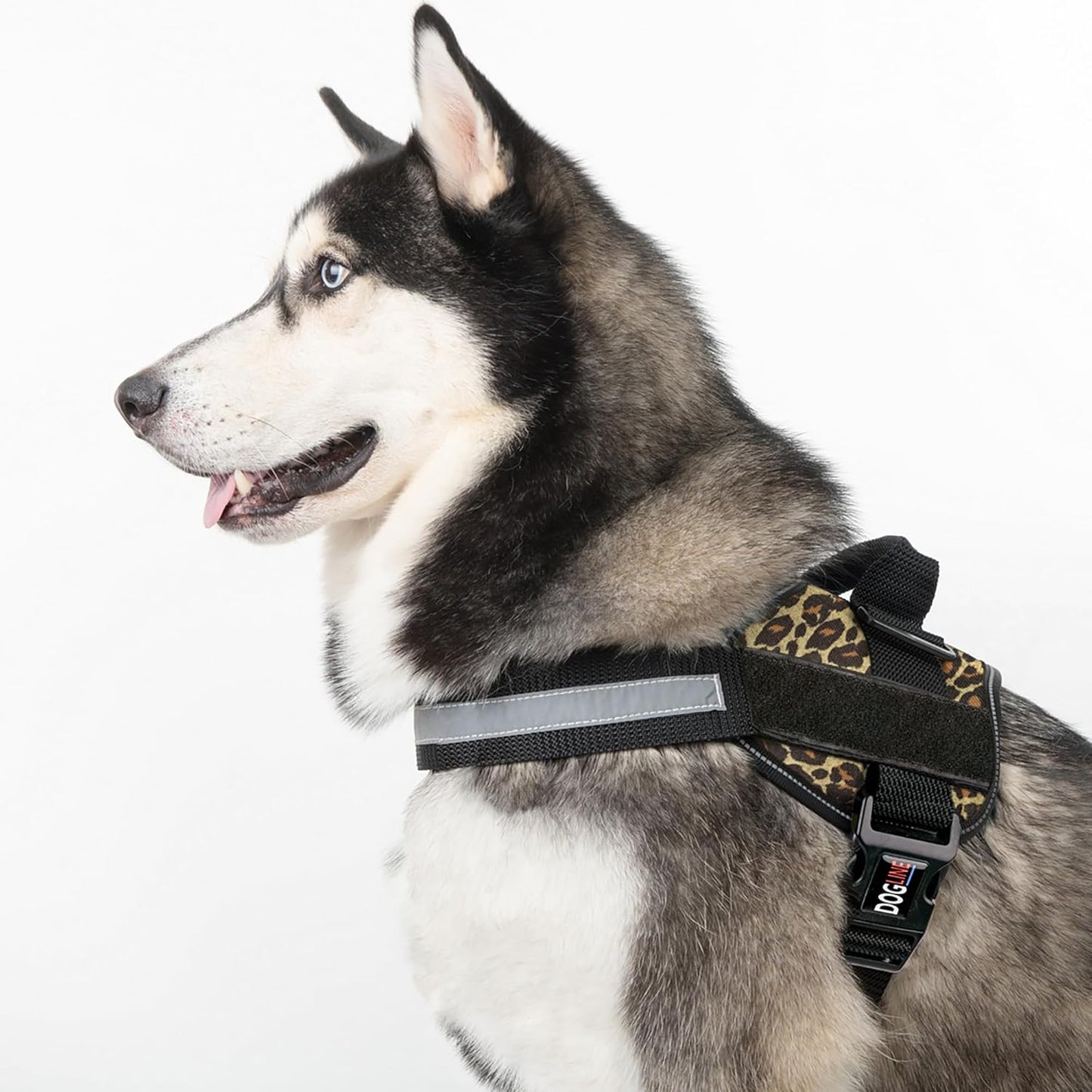 Dogline Dog Harness, Reflective No-Pull Adjustable Vest with Handle for Walking, Training, Breathable, No - Choke Harness for Small, Medium or Large Dogs Room for Patches Leopard Brown XS 15"-18"
