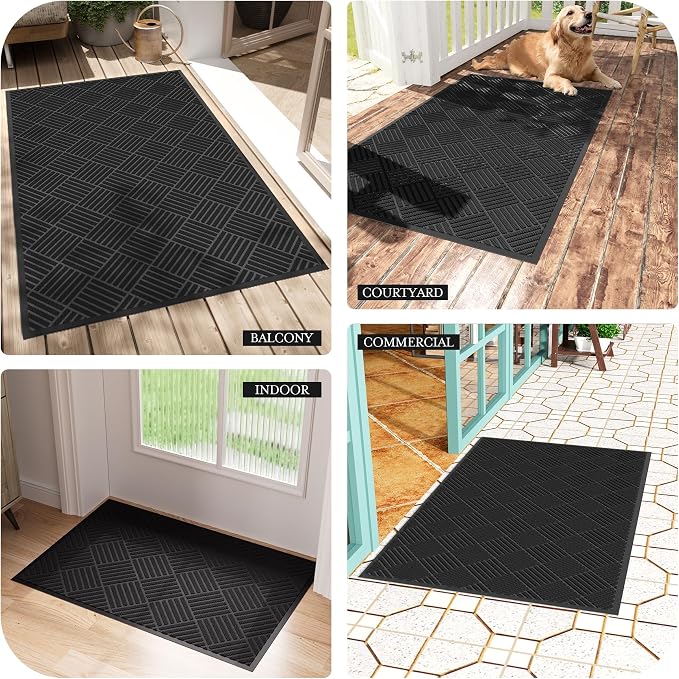 Dirt Trapper Door Mat 3' x 5', Rubber Backing Non Slip Heavy Duty Welcome Mat