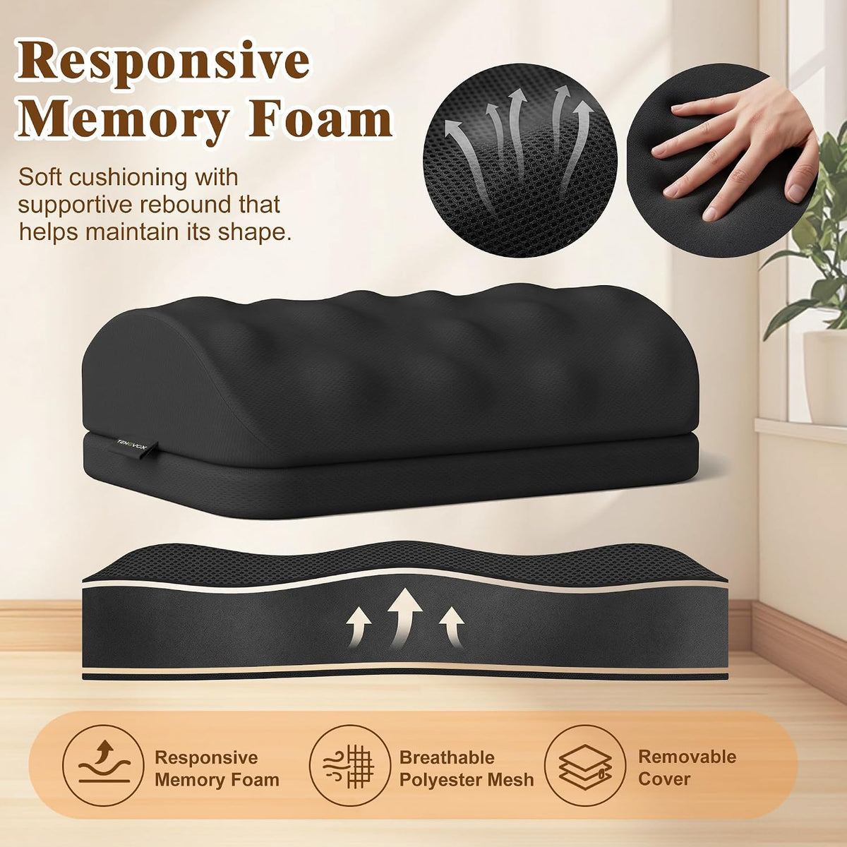 Memory Foam Foot Rest for Under Desk at Work with Washable Cover