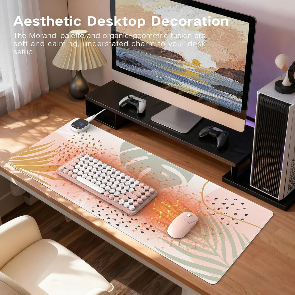 iCasso Computer Mat for Workspace, Morandi 35.4"x15.7" Desktop Mat