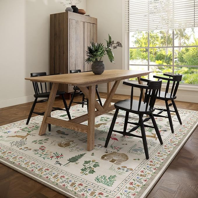9x12 Area Rugs for Living Room: Washable Bedroom Rug Vintage Stain Resistant