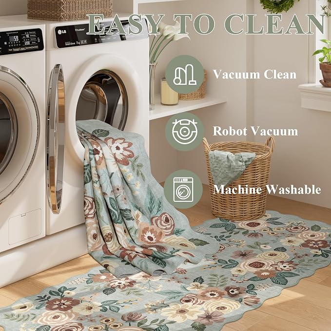 DUKINO 2.6x8 Runner Rug for Hallway, Washable Kitchen Rug