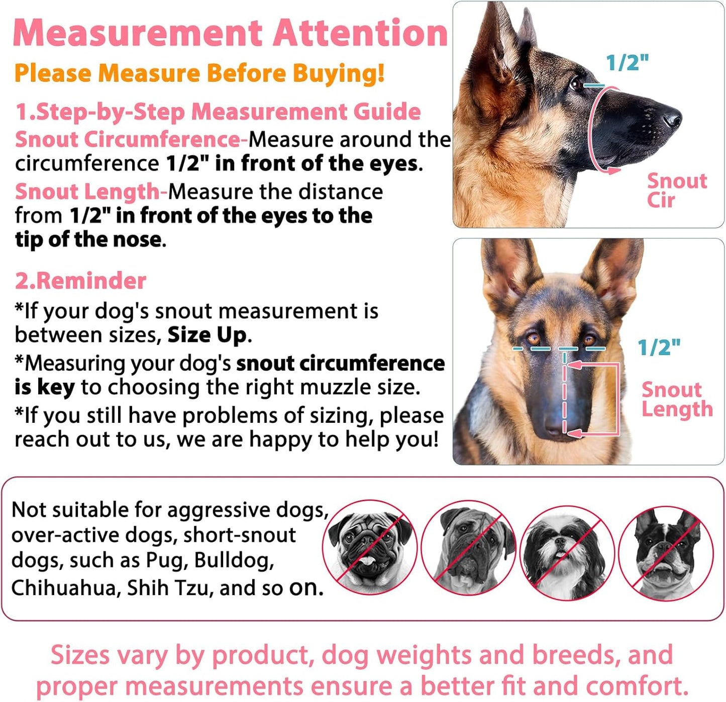 LUCKYPAW Dog Muzzle, Mesh Muzzle for Large Medium Small Dogs, Soft Mouth Guard for Biting Chewing, Breathable Mouth Cover with Adjustable Hook and Loop for Training, Grooming(Black, S)