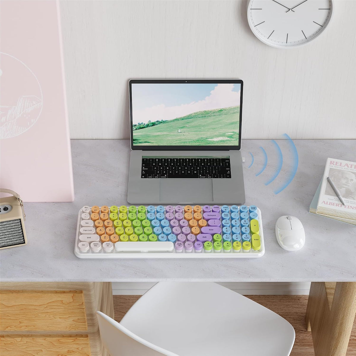 MPTOG Retro Typewriter Wireless Keyboard and Mouse Combo (White)